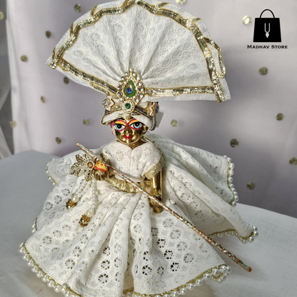 Shwet Shringar Vastra Poshak Premium Cotton dress set for Laddu Gopal with Turban