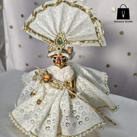 Shwet Shringar Vastra Poshak Premium Cotton dress set for Laddu Gopal with Turban