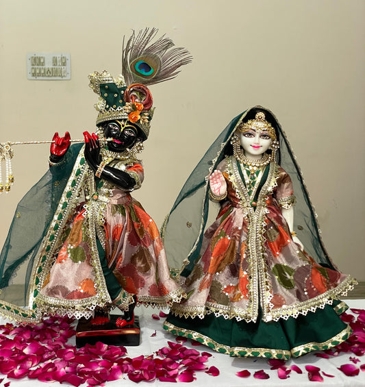 Vanmali Ritu Poshak | silk hand embroidery heavy dress for Radha Krishna with heavy Pagdi