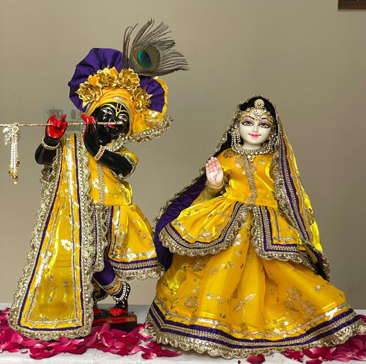 Banasti Utsav Vastra | hand embroidery heavy dress for Radha Krishna with heavy Pagdi