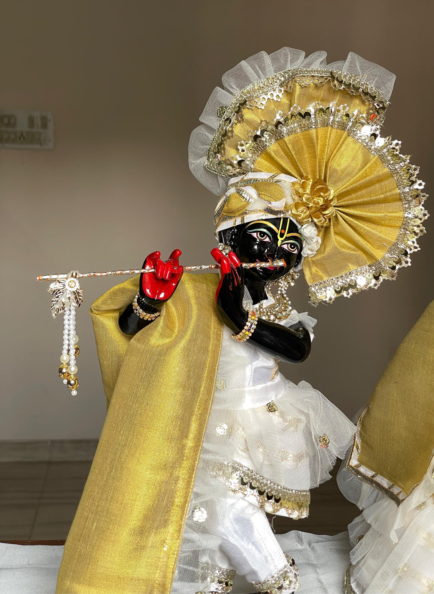 Aishwarya of Braj set | silk with golden brocade heavy dress for Radha Krishna with heavy Pagdi