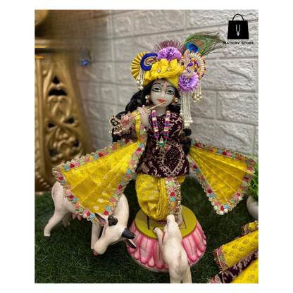 Royal embroidery Janmashtami special heavy dress for Radha Krishna with heavy Pagdi