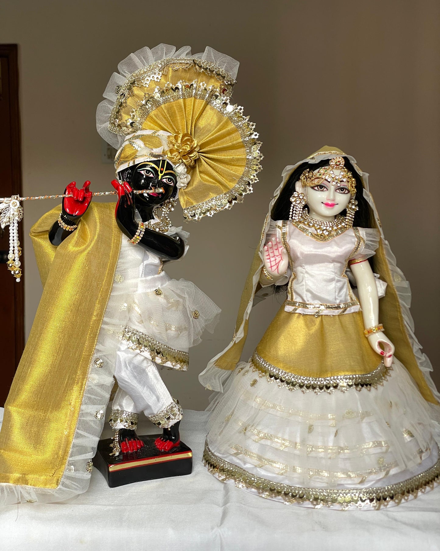 Aishwarya of Braj set | silk with golden brocade heavy dress for Radha Krishna with heavy Pagdi