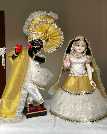 Aishwarya of Braj set | silk with golden brocade heavy dress for Radha Krishna with heavy Pagdi