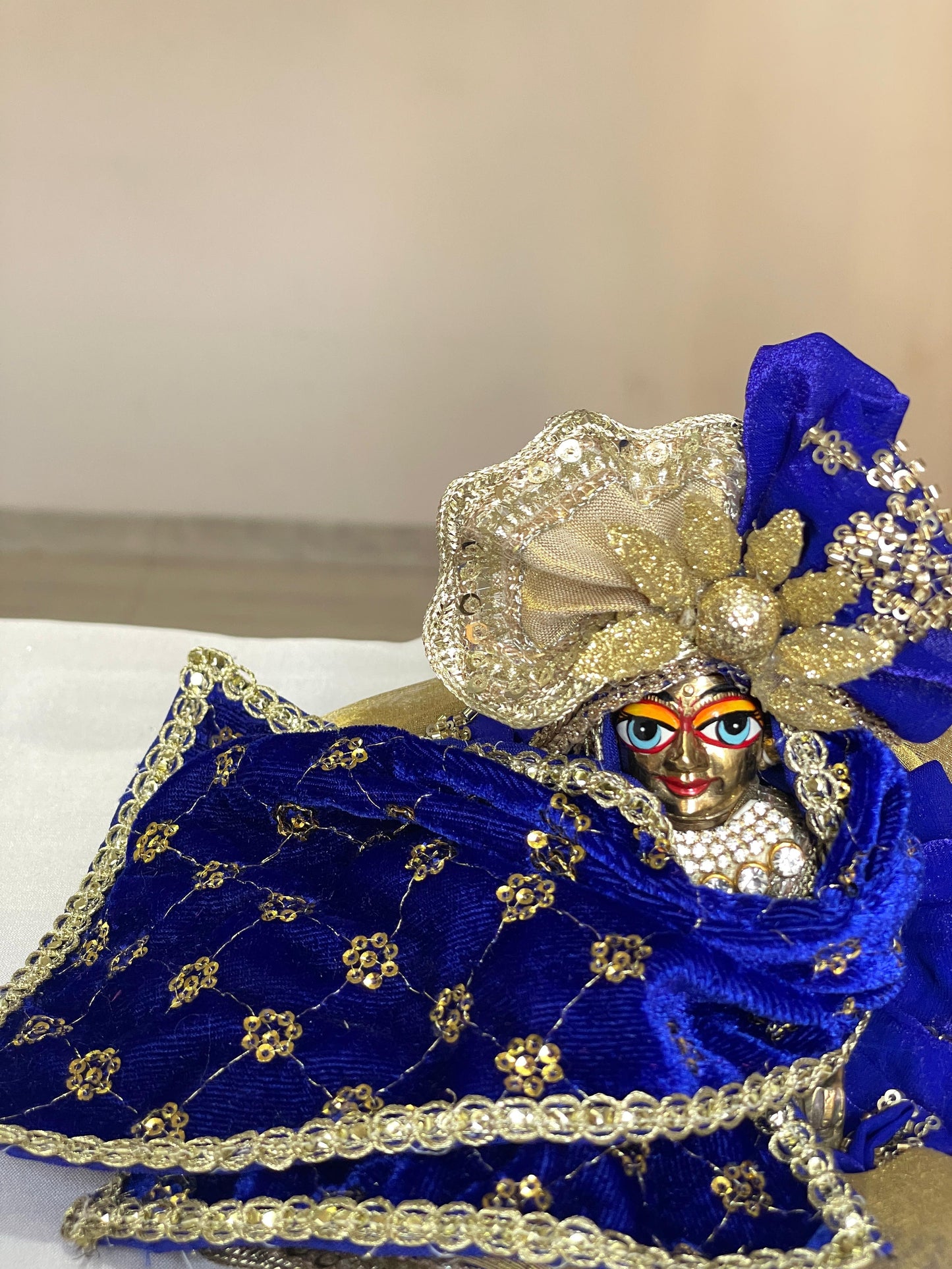 Nilambar Shringaar Set with warm shawl Poshak with heavy pagdi for Laddu Gopal