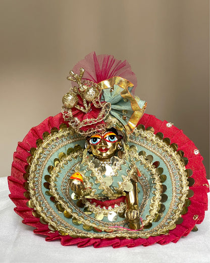 The Raja-Rani silk poshak with heavy Pagdi for Laddu Gopal