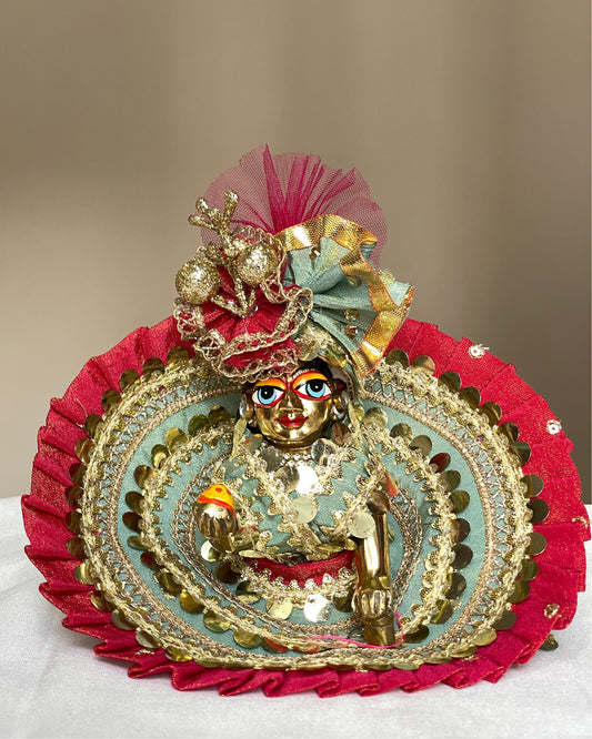 The Raja-Rani silk poshak with heavy Pagdi for Laddu Gopal