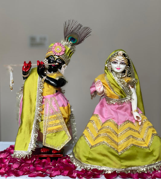 Leheriya Silk Shringaar | silk heavy dress for Radha Krishna with heavy Pagdi