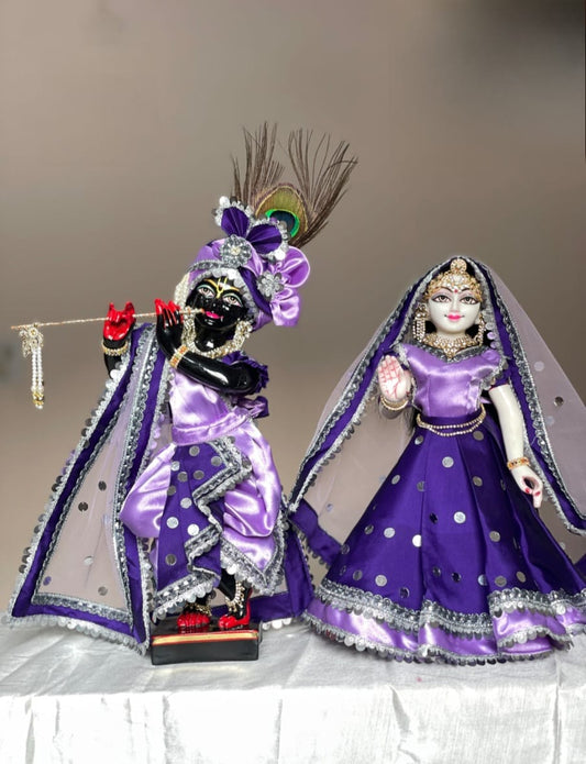 Jamuni Rasa Attire | Silk with net heavy dress for Radha Krishna with heavy Pagdi