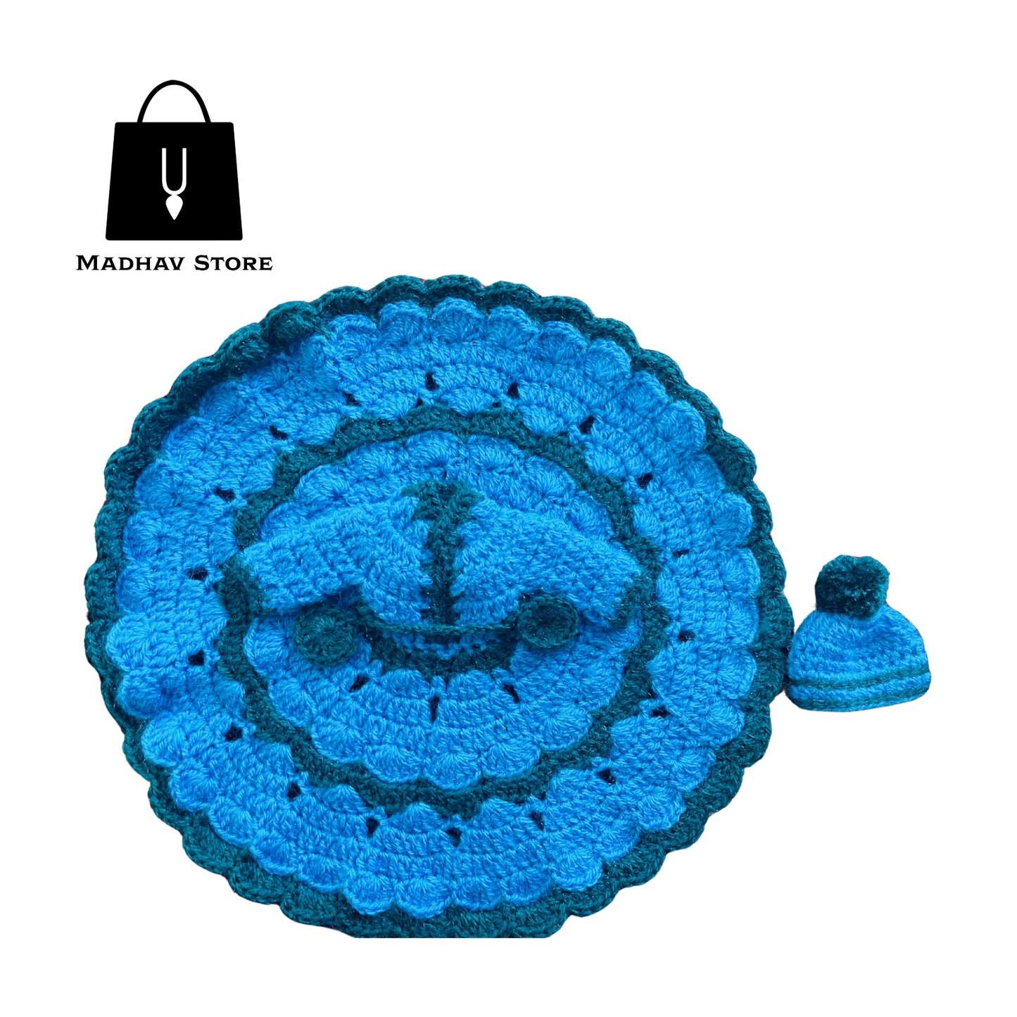 Bright Blue Hand stitched woolen Winter Special Dress for Laddu gopal