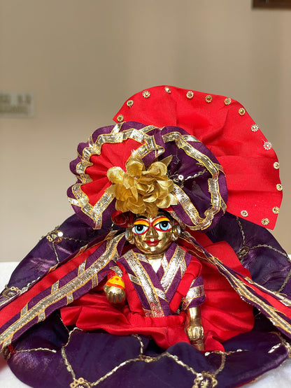 Mangalmaya Vastra Silk handwork Poshak with heavy pagdi for Laddu Gopal