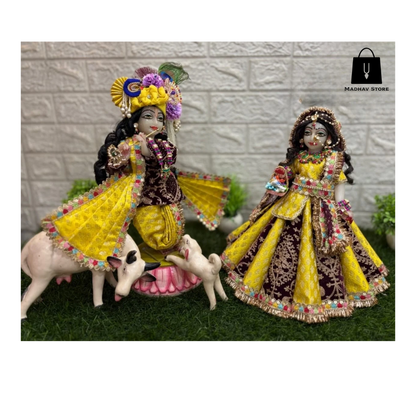 Royal embroidery Janmashtami special heavy dress for Radha Krishna with heavy Pagdi