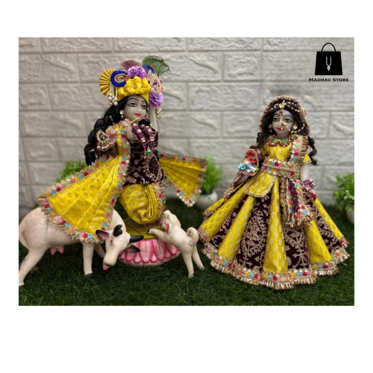 Royal embroidery Janmashtami special heavy dress for Radha Krishna with heavy Pagdi