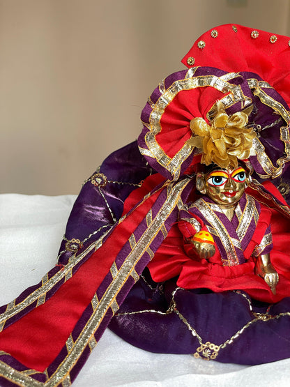 Mangalmaya Vastra Silk handwork Poshak with heavy pagdi for Laddu Gopal