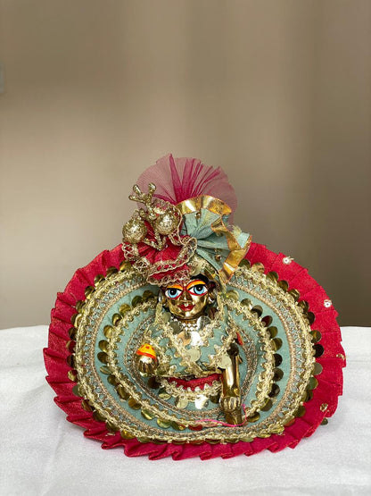 The Raja-Rani silk poshak with heavy Pagdi for Laddu Gopal