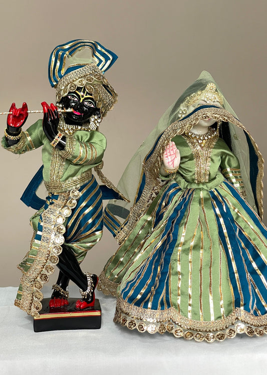 Peacock Shringar | silk heavy dress for Radha Krishna with heavy Pagdi