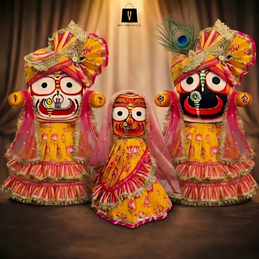 Surya-Kiran Jagannath Trio | Premium Cotton Dress with Turbans and Chandrika for Jagannath Baladeva Subhadra
