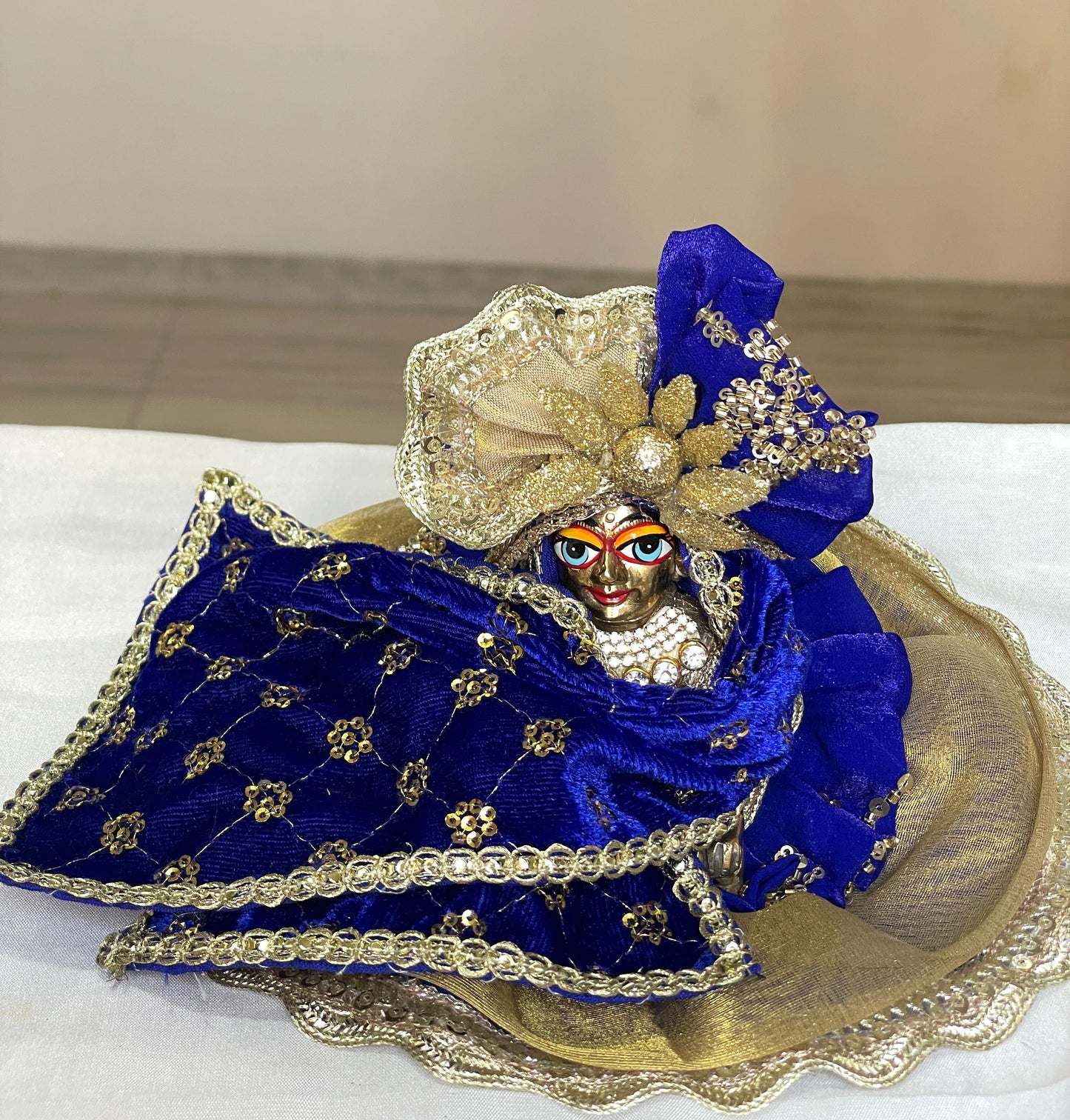 Nilambar Shringaar Set with warm shawl Poshak with heavy pagdi for Laddu Gopal